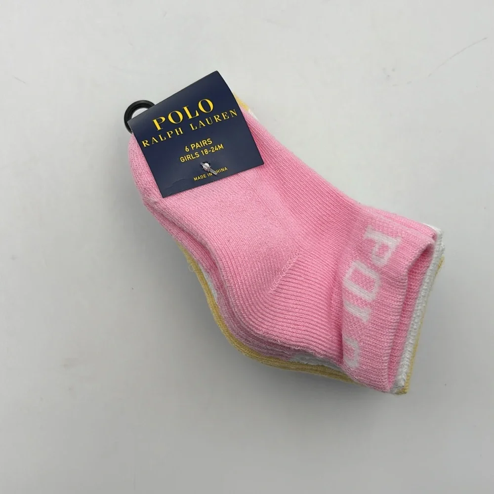 Polo Ralph Lauren Baby Girls Quarter Length Low Cut Socks Pack of 6